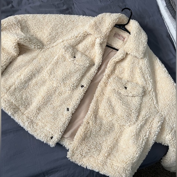 FREE PEOPLE Teddy Womens Swing Jacket in cream - Picture 5 of 7